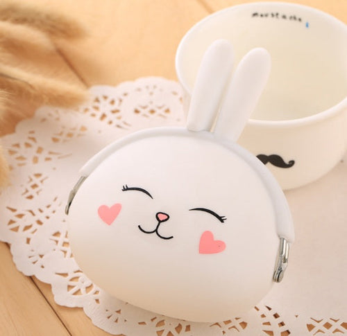 Korean Cartoon Silicone Rabbit Coin Purse – Cute Candy Color Mini Key