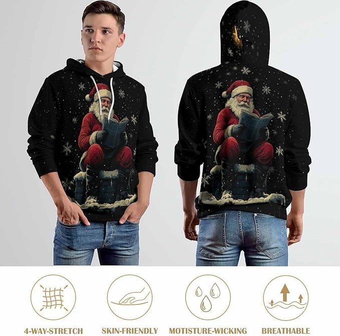Men's Santa Claus Hoodie Christmas Themed Fashion Pullover Sweatshirt