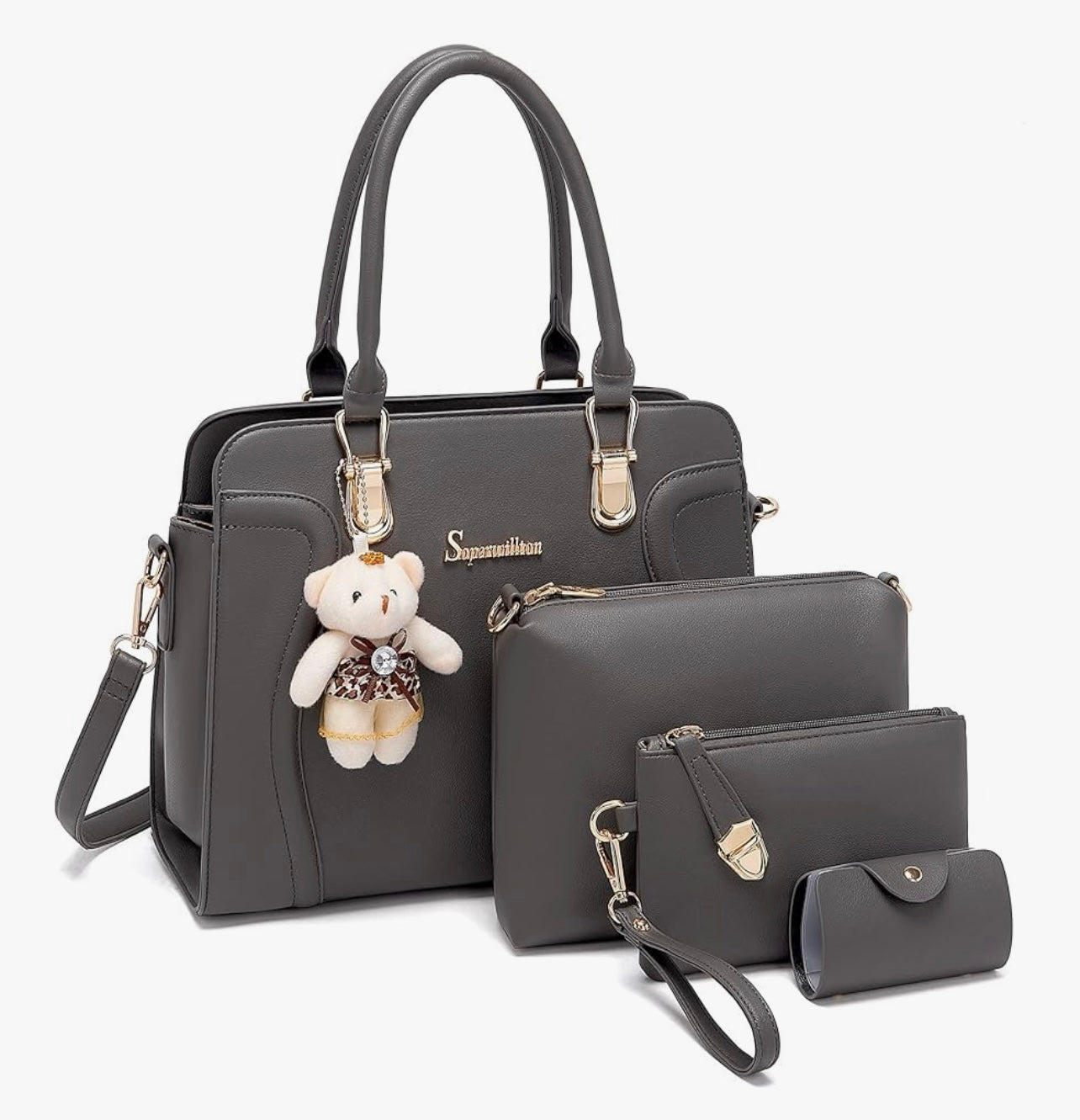 Women's Fashion Handbags Tote Bags Shoulder Bag Top Handle Satchel Purse Set 4pcs