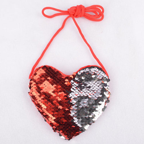 Sequined Layered Mini Bag - Heart Shaped Children's Coin Purse