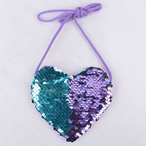 Sequined Layered Mini Bag - Heart Shaped Children's Coin Purse