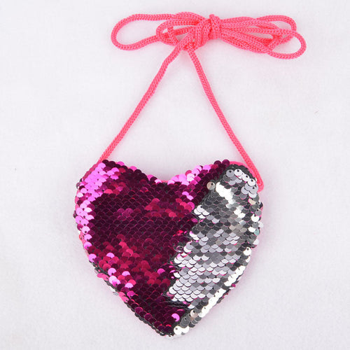 Sequined Layered Mini Bag - Heart Shaped Children's Coin Purse
