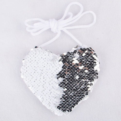 Sequined Layered Mini Bag - Heart Shaped Children's Coin Purse