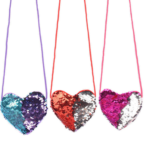 Sequined Layered Mini Bag - Heart Shaped Children's Coin Purse