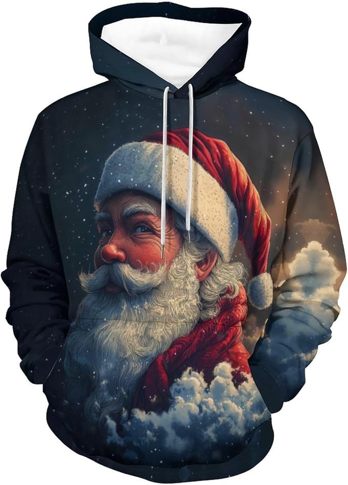 Men's Santa Claus Hoodie Christmas Themed Fashion Pullover Sweatshirt