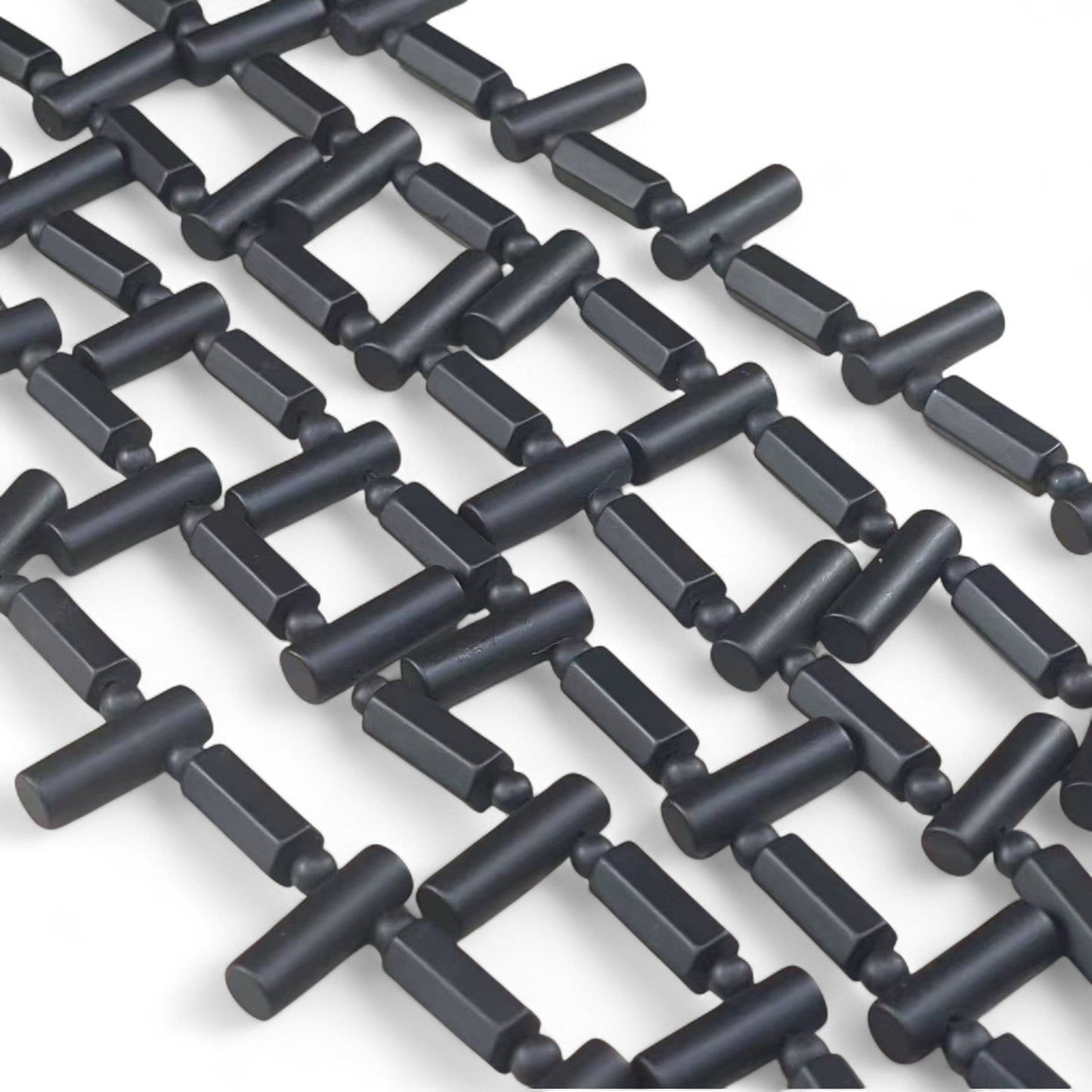 Matte Black Onyx, Tube Top Drilled with Cut Tube and Round 4mm