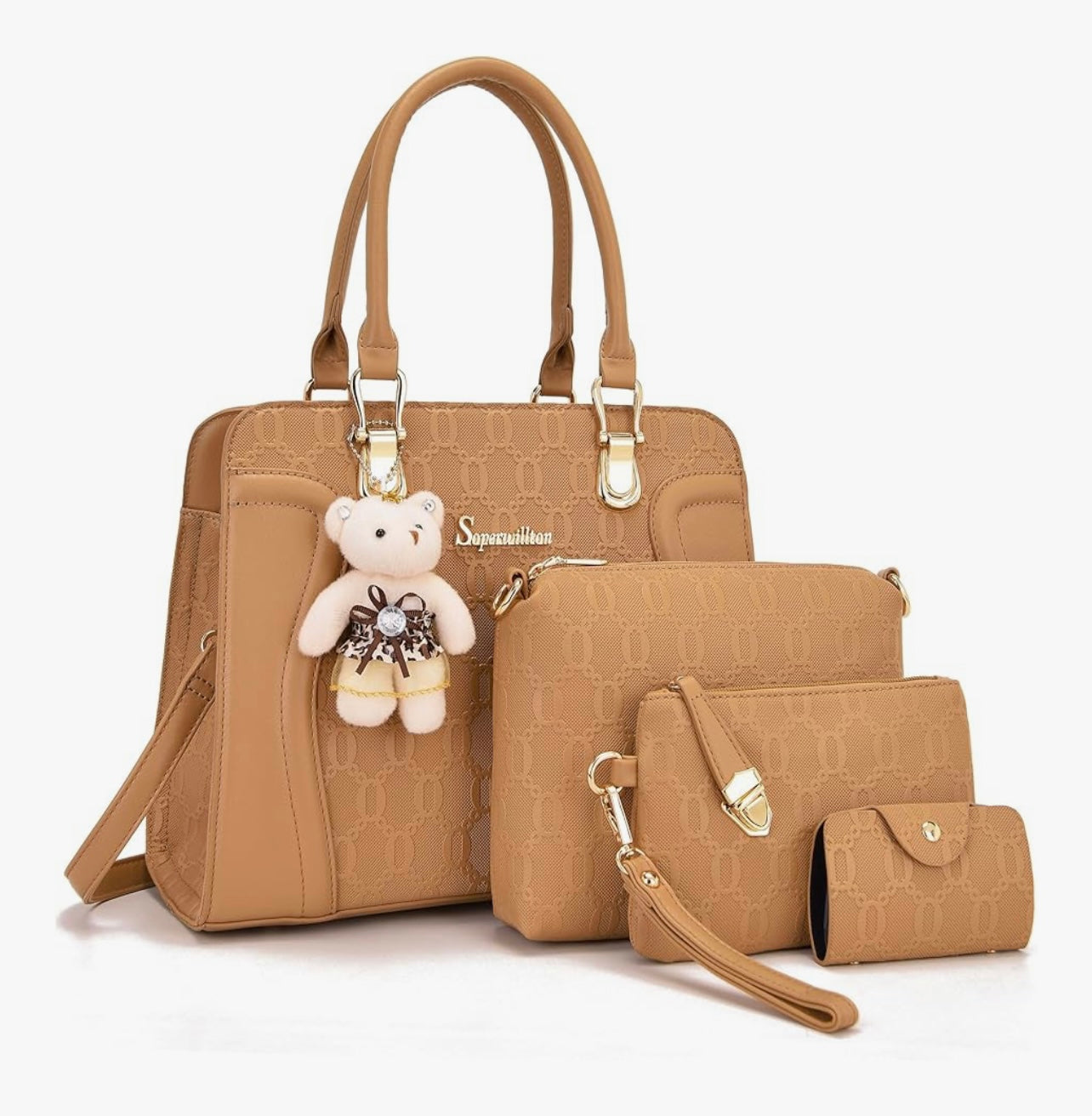 Women's Fashion Handbags Tote Bags Shoulder Bag Top Handle Satchel Purse Set 4pcs