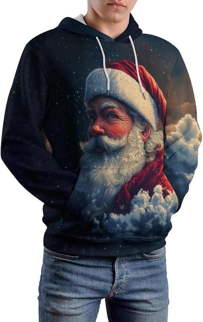 Men's Santa Claus Hoodie Christmas Themed Fashion Pullover Sweatshirt