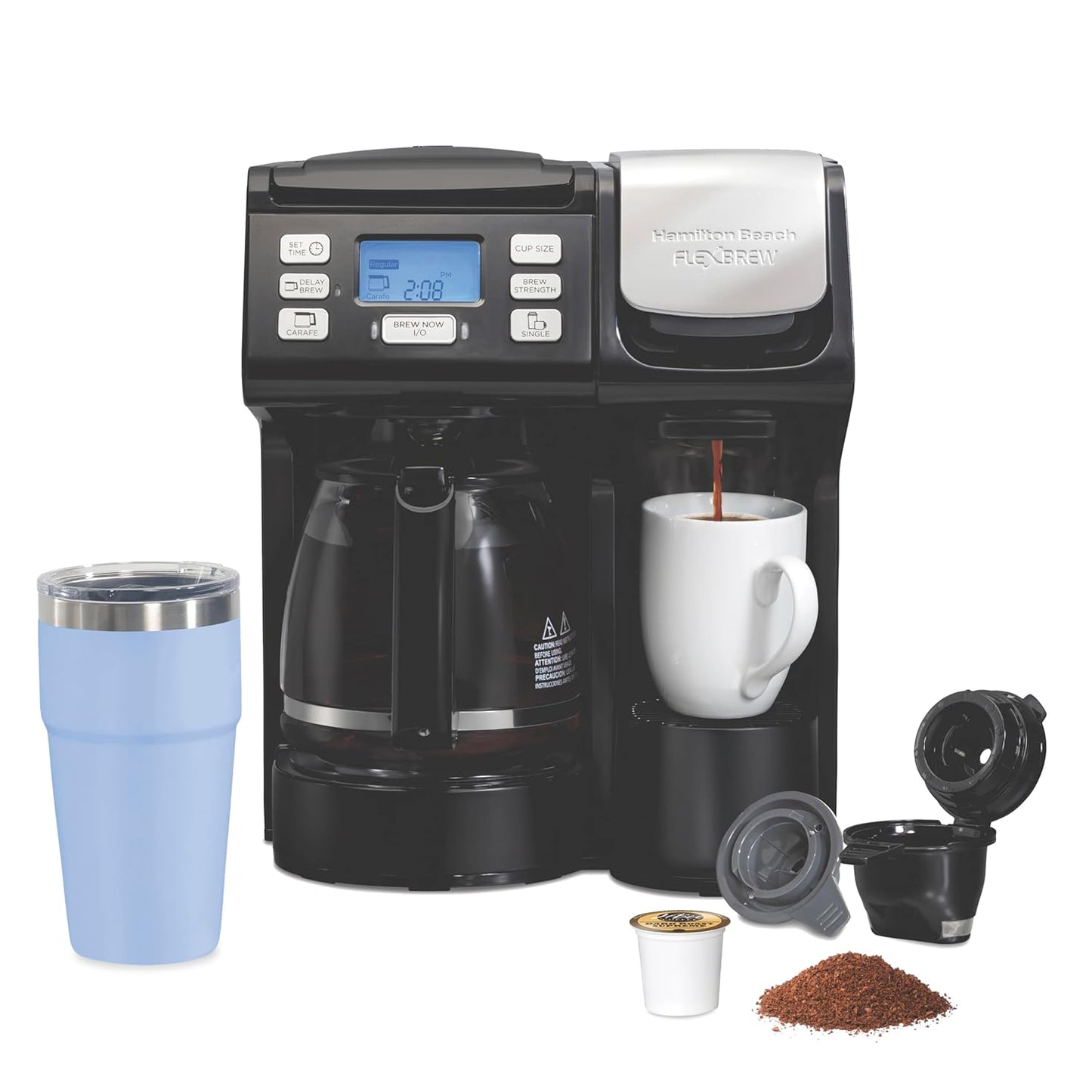 Hamilton Beach FlexBrew Trio 2-Way Coffee Maker, Compatible with K-Cup Pods or Grounds, Combo, Single Serve & Full 12 Cup Coffee Pot