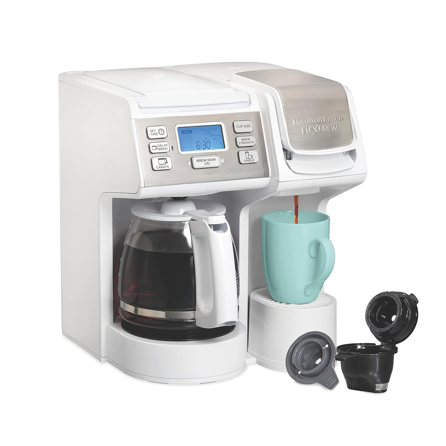 Hamilton Beach FlexBrew Trio 2-Way Coffee Maker, Compatible with K-Cup Pods or Grounds, Combo, Single Serve & Full 12 Cup Coffee Pot