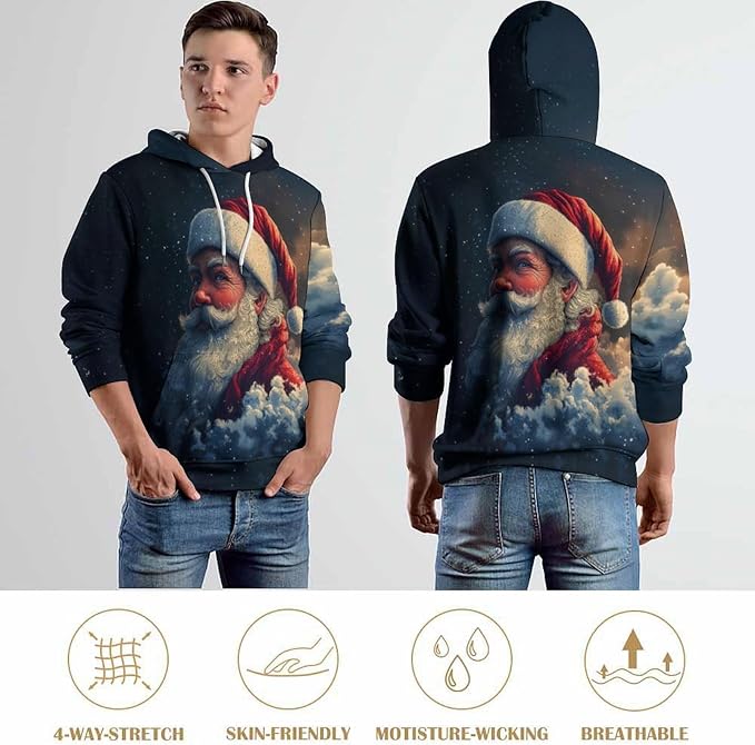 Men's Santa Claus Hoodie Christmas Themed Fashion Pullover Sweatshirt