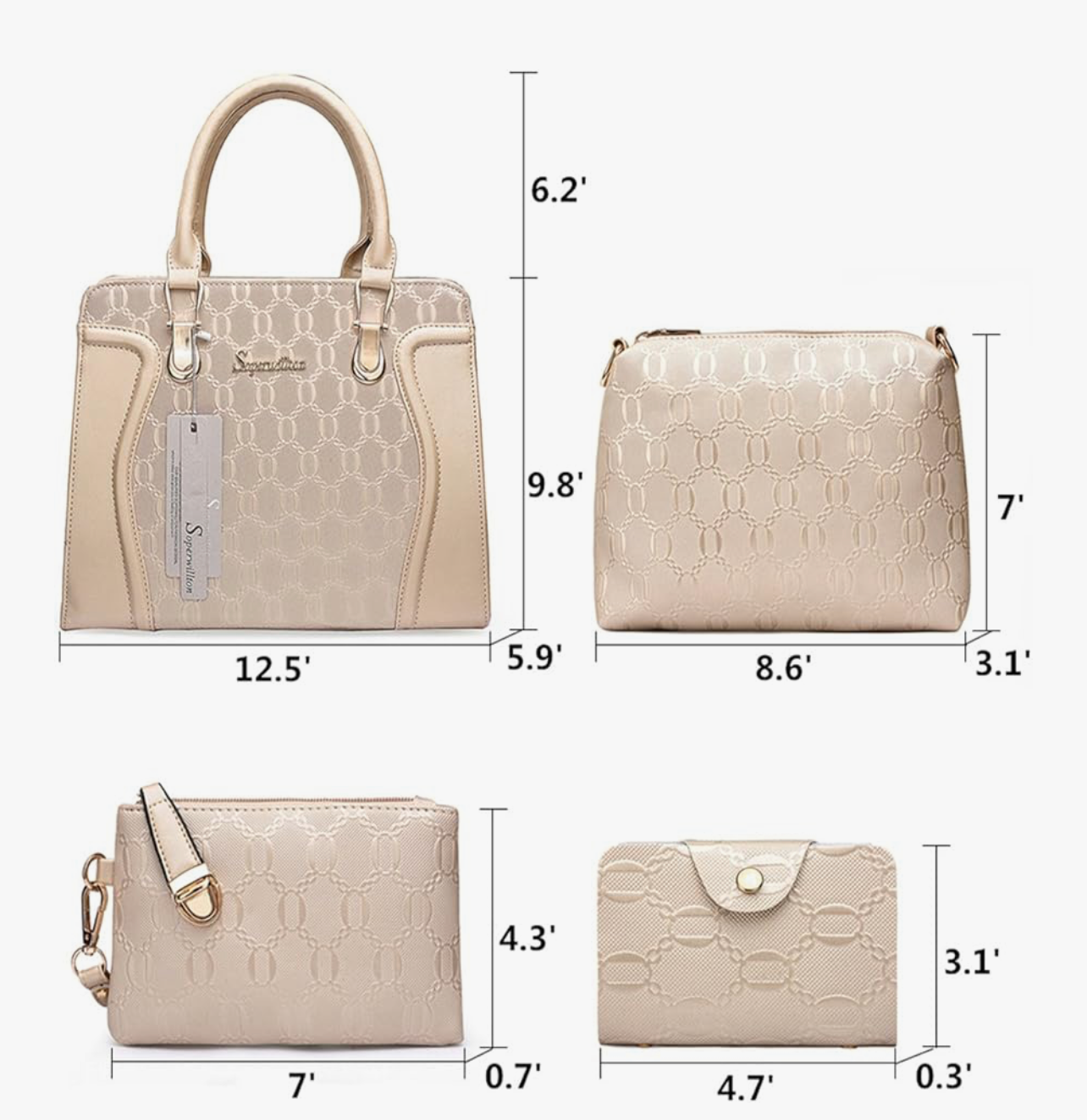 Women's Fashion Handbags Tote Bags Shoulder Bag Top Handle Satchel Purse Set 4pcs