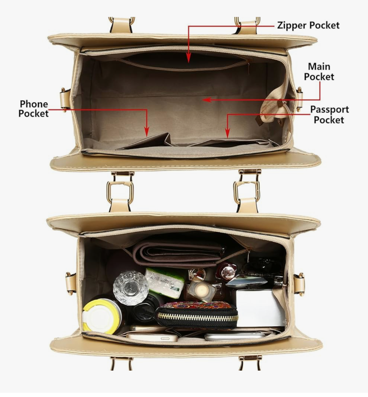 Women's Fashion Handbags Tote Bags Shoulder Bag Top Handle Satchel Purse Set 4pcs