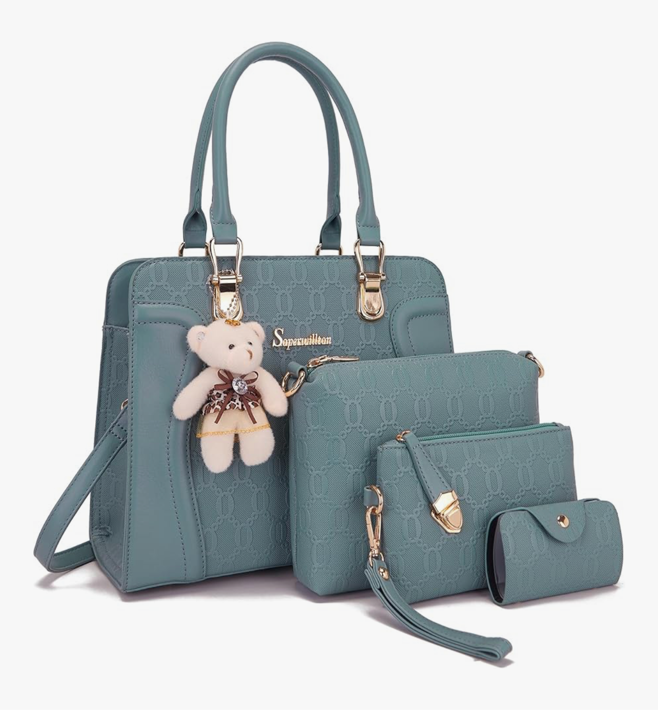 Women's Fashion Handbags Tote Bags Shoulder Bag Top Handle Satchel Purse Set 4pcs