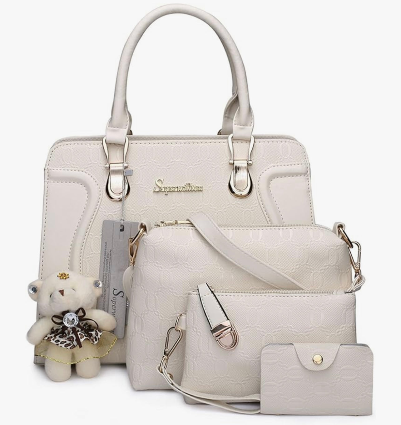 Women's Fashion Handbags Tote Bags Shoulder Bag Top Handle Satchel Purse Set 4pcs