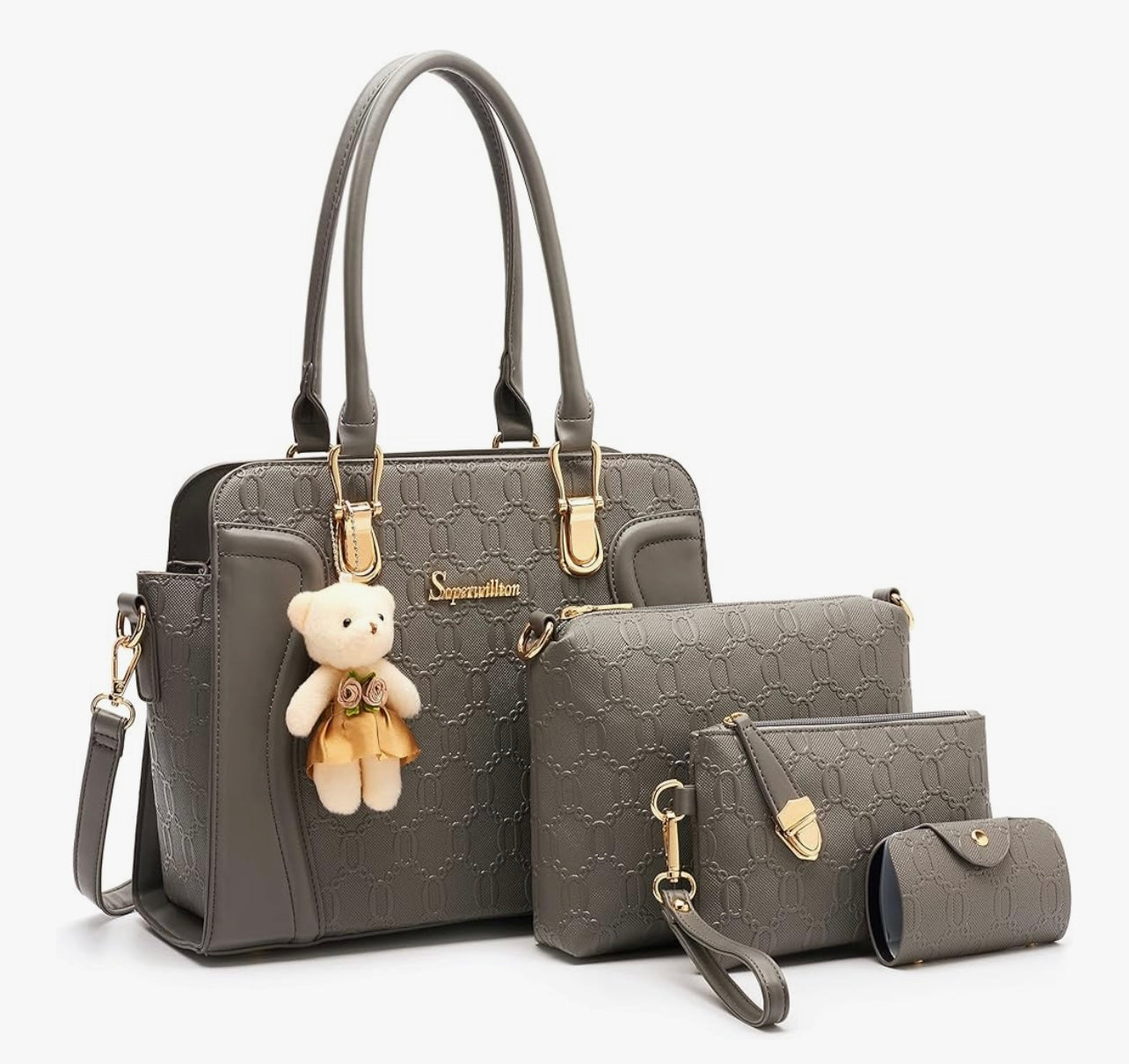 Women's Fashion Handbags Tote Bags Shoulder Bag Top Handle Satchel Purse Set 4pcs