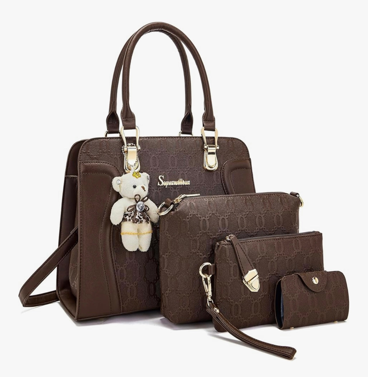 Women's Fashion Handbags Tote Bags Shoulder Bag Top Handle Satchel Purse Set 4pcs