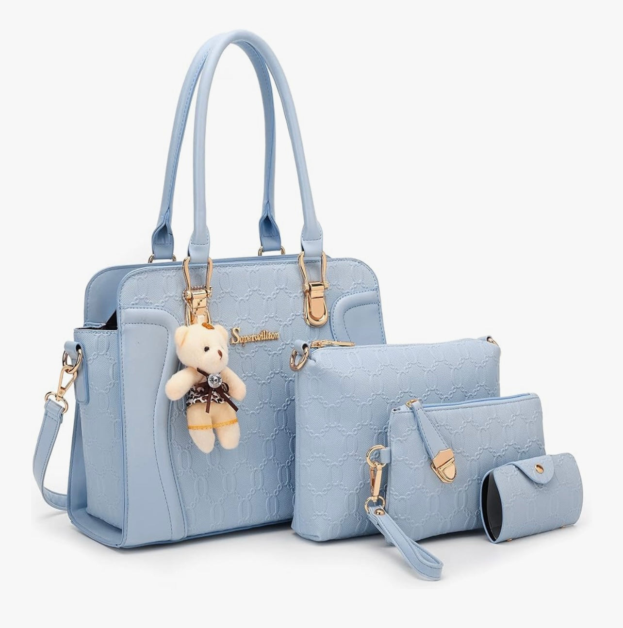 Women's Fashion Handbags Tote Bags Shoulder Bag Top Handle Satchel Purse Set 4pcs