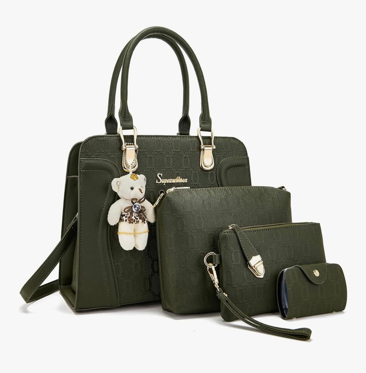 Women's Fashion Handbags Tote Bags Shoulder Bag Top Handle Satchel Purse Set 4pcs