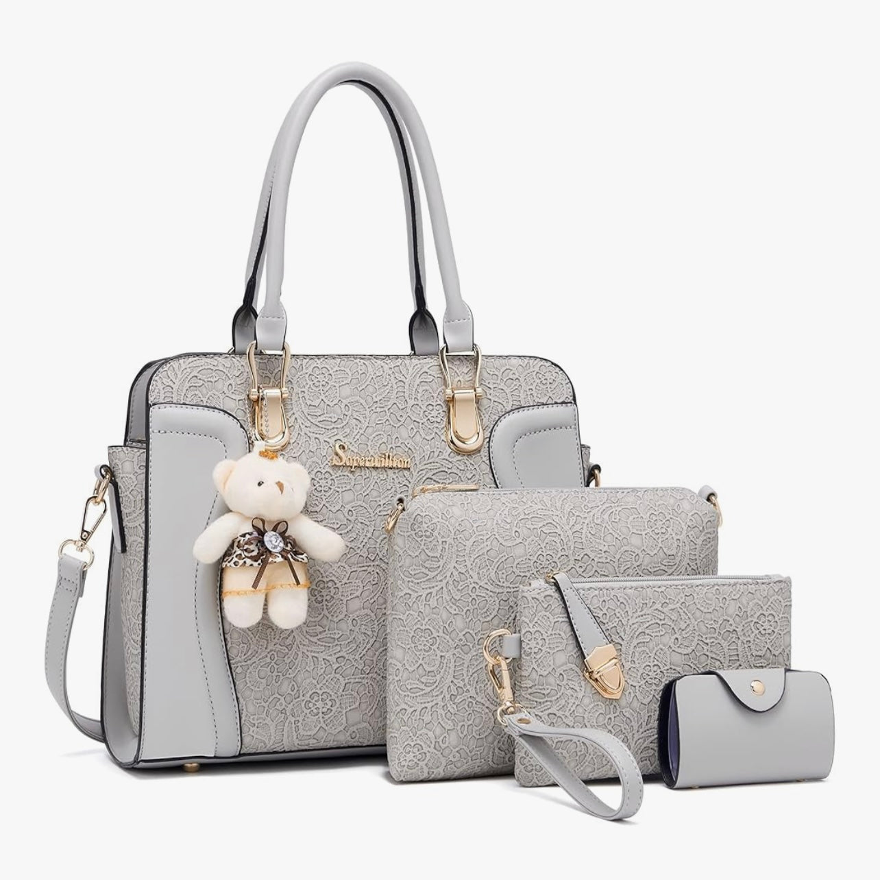 Women's Fashion Handbags Tote Bags Shoulder Bag Top Handle Satchel Purse Set 4pcs