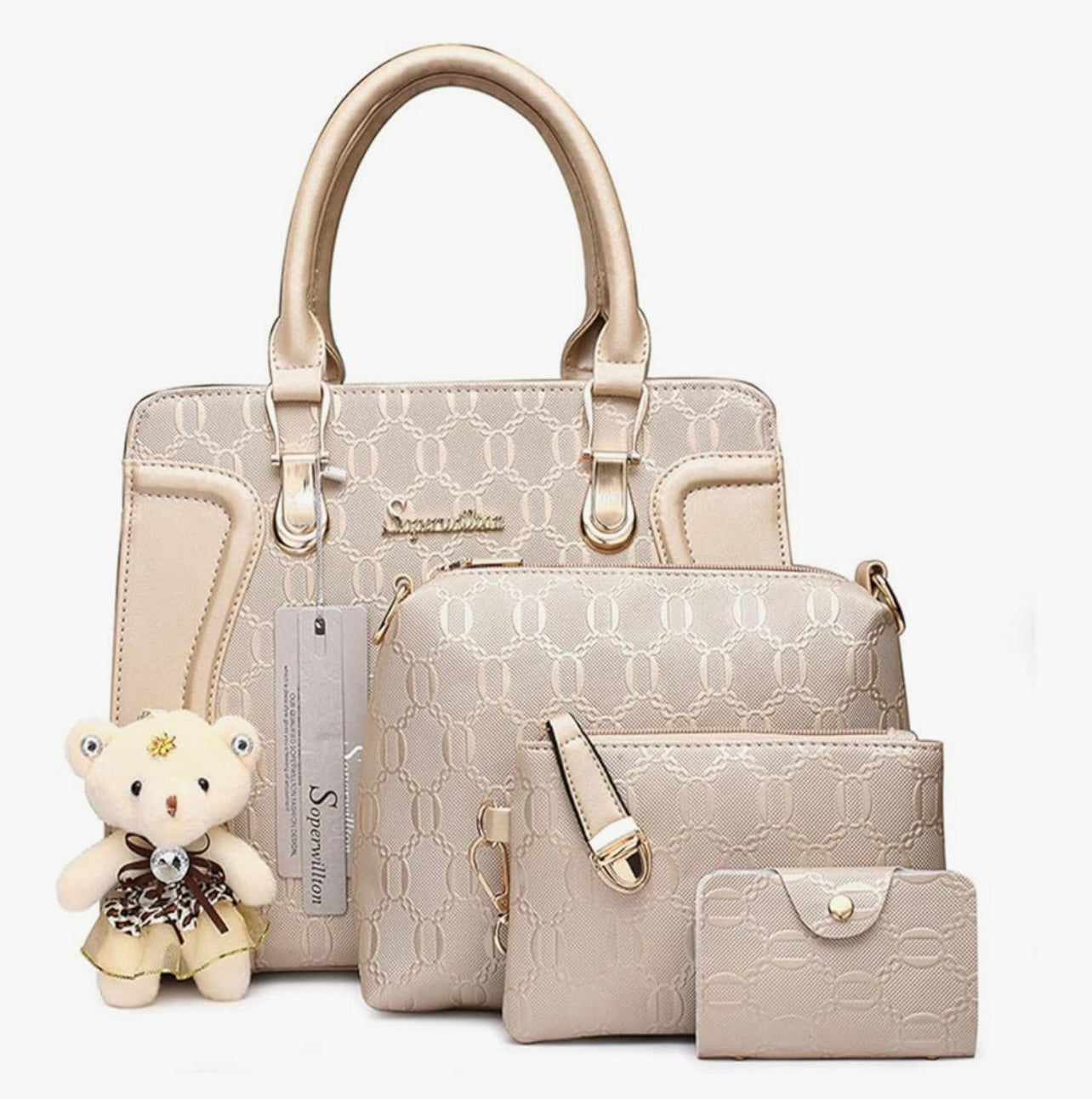 Women's Fashion Handbags Tote Bags Shoulder Bag Top Handle Satchel Purse Set 4pcs