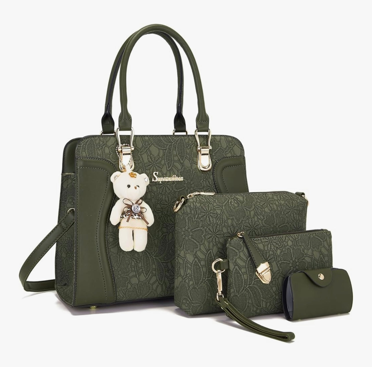 Women's Fashion Handbags Tote Bags Shoulder Bag Top Handle Satchel Purse Set 4pcs