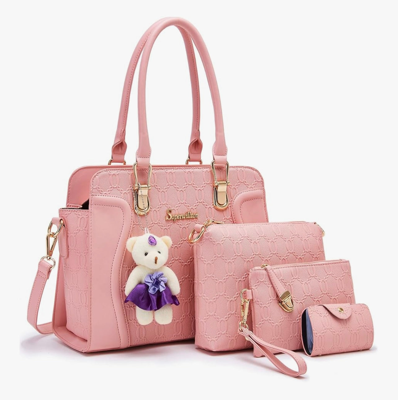 Women's Fashion Handbags Tote Bags Shoulder Bag Top Handle Satchel Purse Set 4pcs