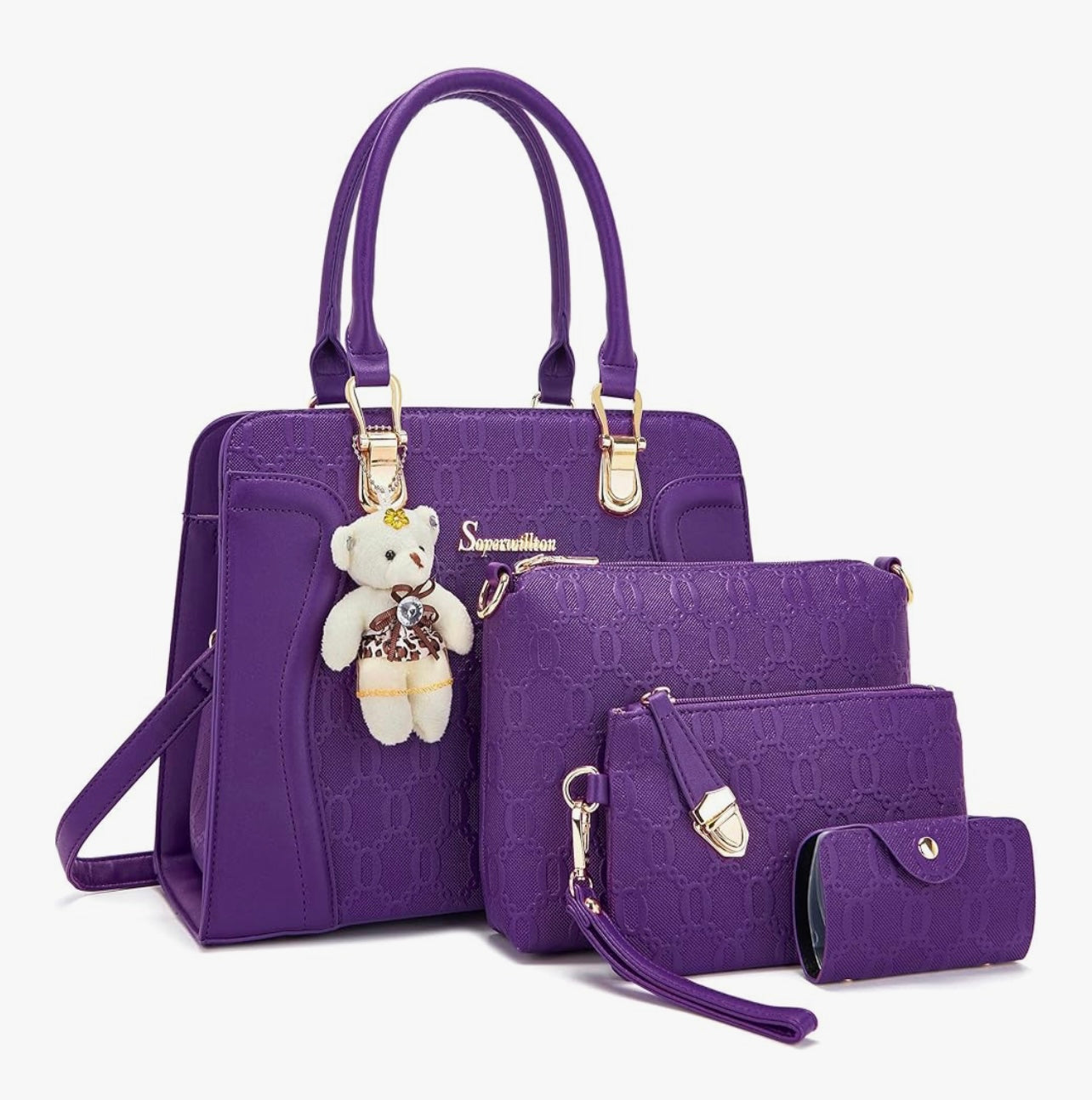 Women's Fashion Handbags Tote Bags Shoulder Bag Top Handle Satchel Purse Set 4pcs