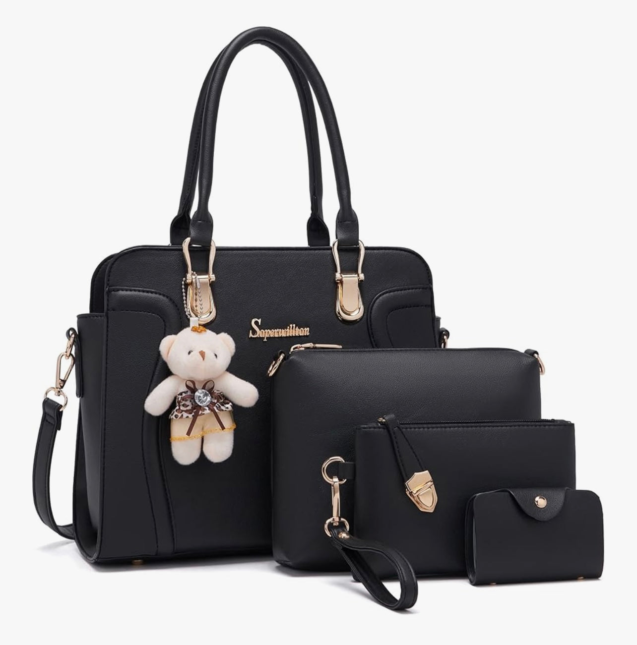 Women's Fashion Handbags Tote Bags Shoulder Bag Top Handle Satchel Purse Set 4pcs