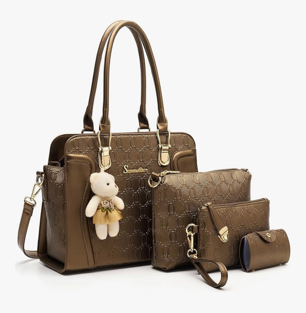 Women's Fashion Handbags Tote Bags Shoulder Bag Top Handle Satchel Purse Set 4pcs