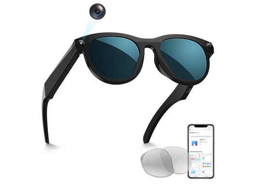 Smart Glasses with Camera,Bluetooth AI Sunglasses,Translation/Voice Control/Music Play for Travel, Conferences & Vlogging Unisex