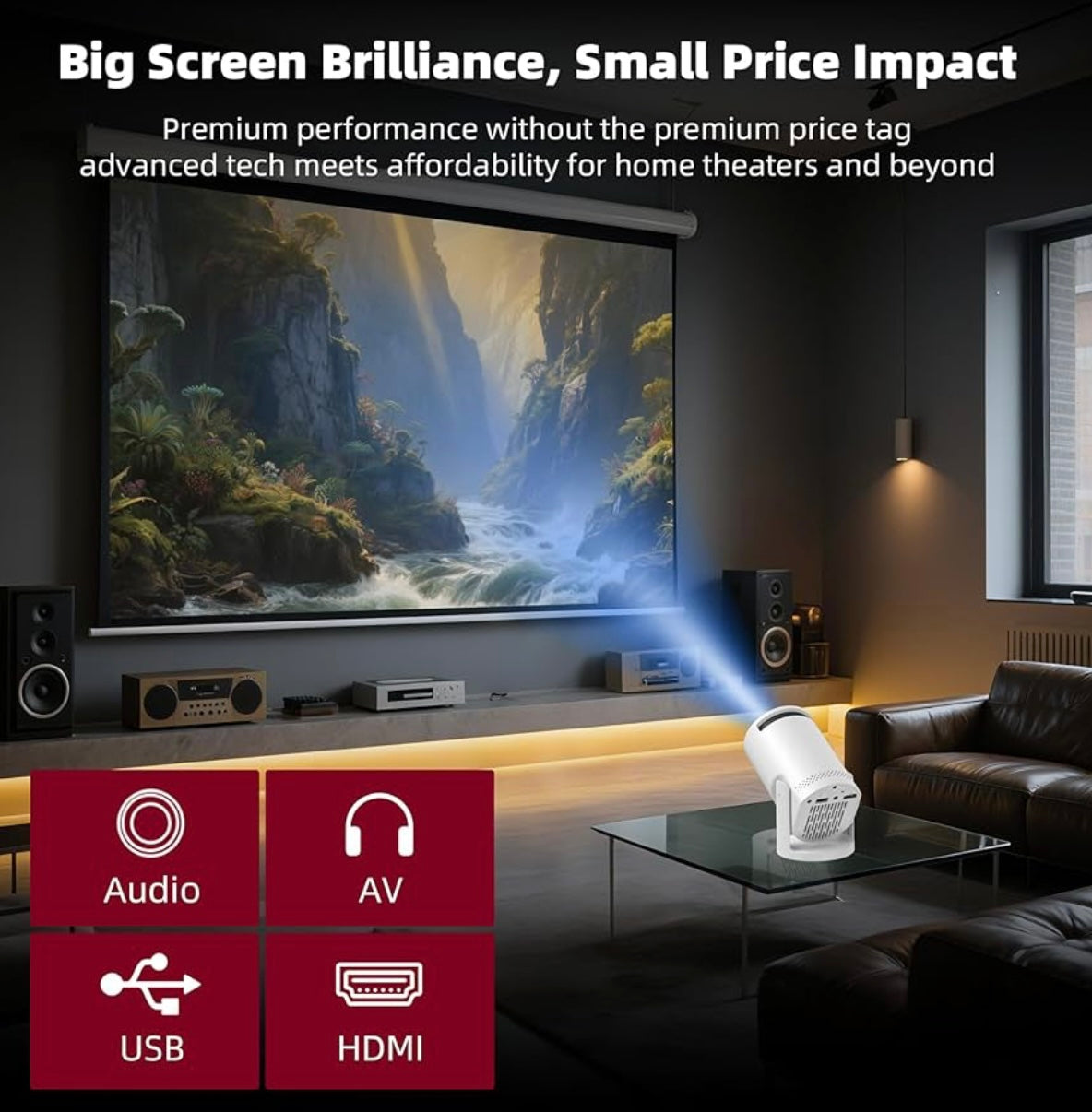 Portable Mini Projector 4k with WiFi 6 1080P Video Projector