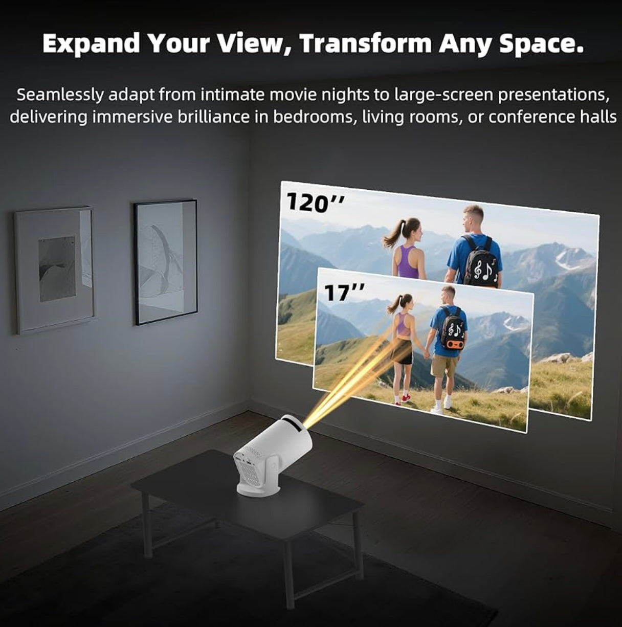 Portable Mini Projector 4k with WiFi 6 1080P Video Projector