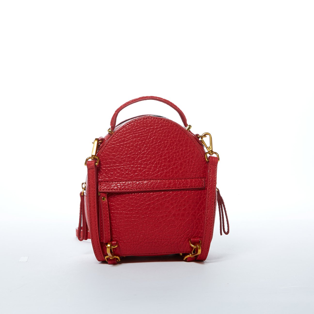Small Red Leather Backpack Purse for Women Convertible Crossbody Bag