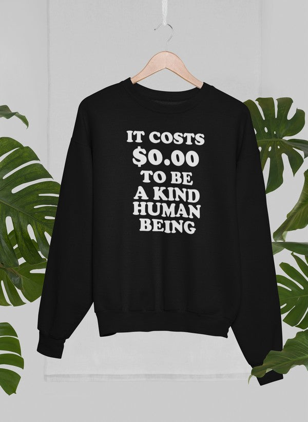 It Costs $0.00 To Be A Kind Human Being Sweat Shirt