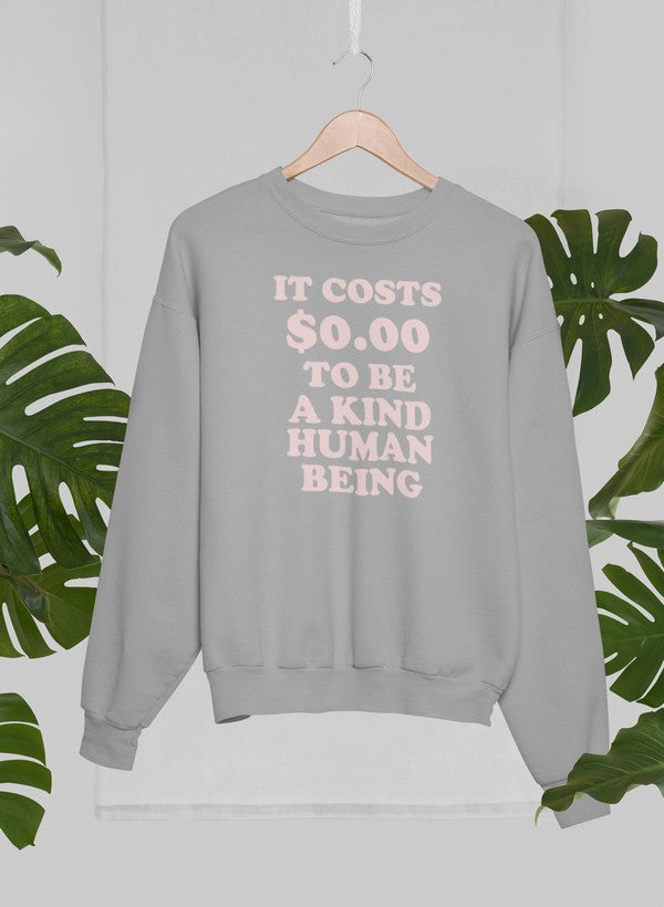 It Costs $0.00 To Be A Kind Human Being Sweat Shirt