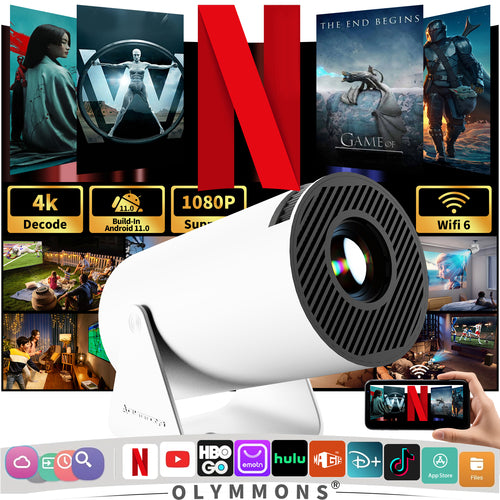 Portable Mini Projector 4k with WiFi 6 1080P Video Projector