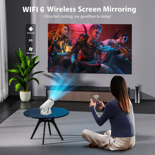Portable Mini Projector 4k with WiFi 6 1080P Video Projector