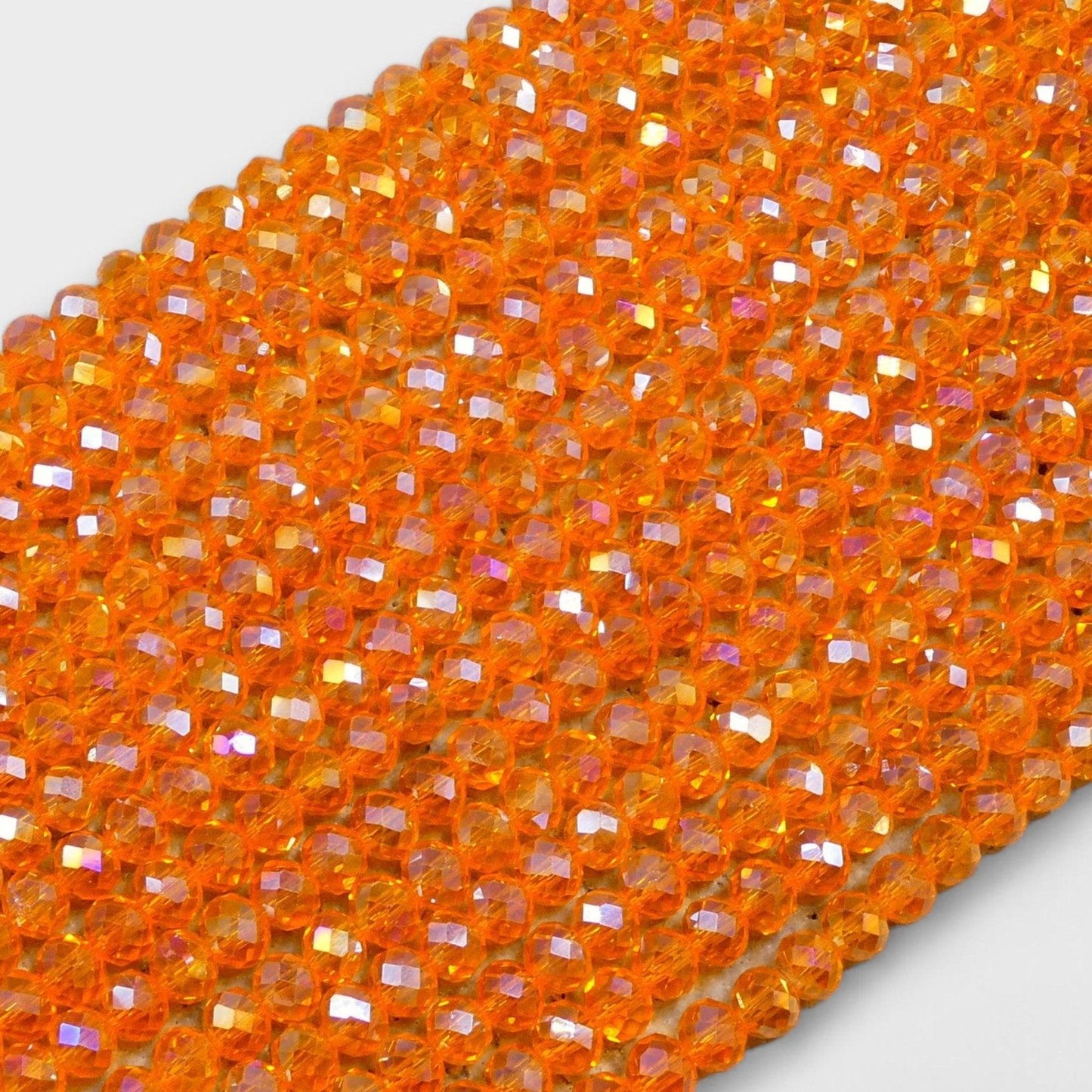 Crystal Faceted Rondelle Sun Orange AB, 2mm 4mm 6mm 8mm