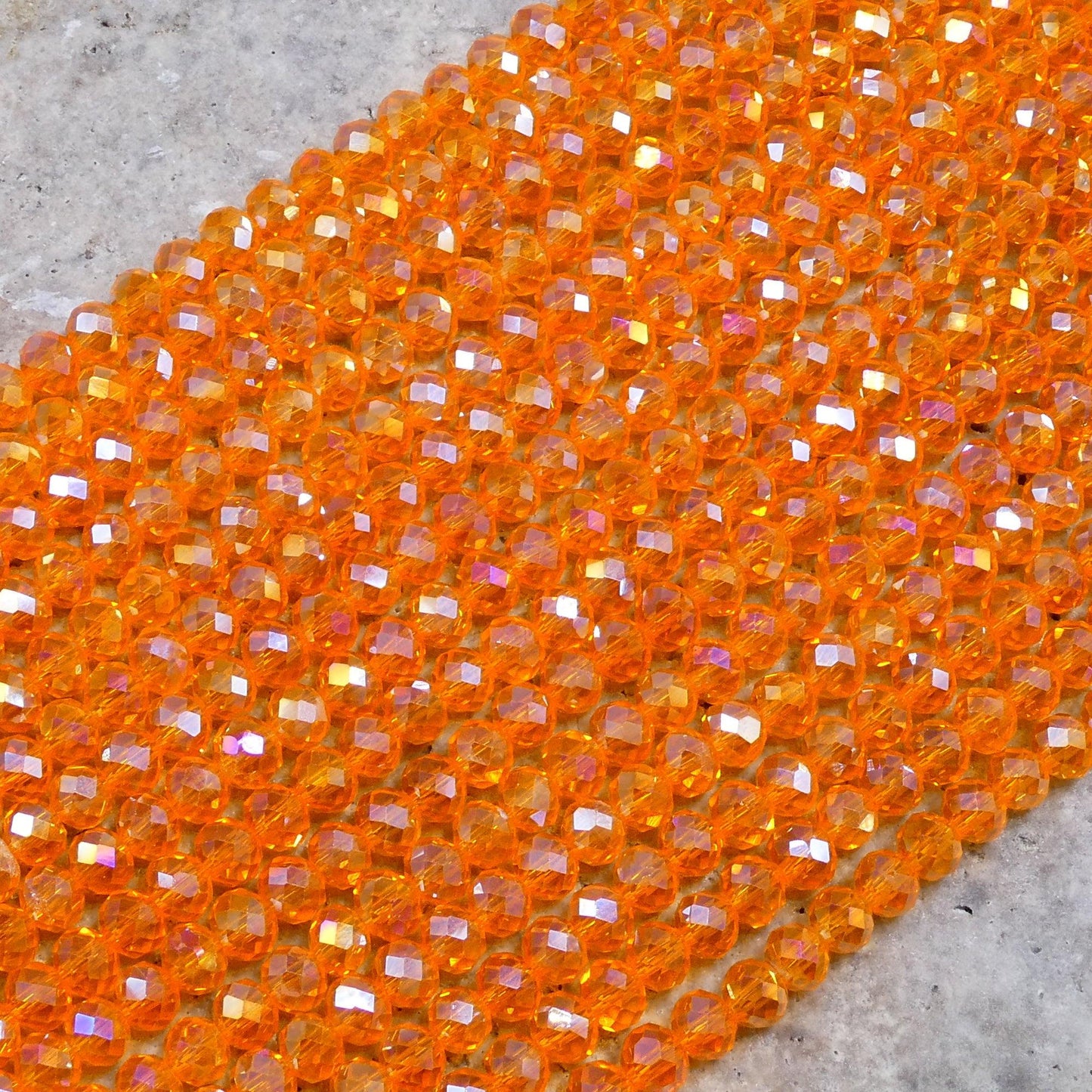 Crystal Faceted Rondelle Sun Orange AB, 2mm 4mm 6mm 8mm