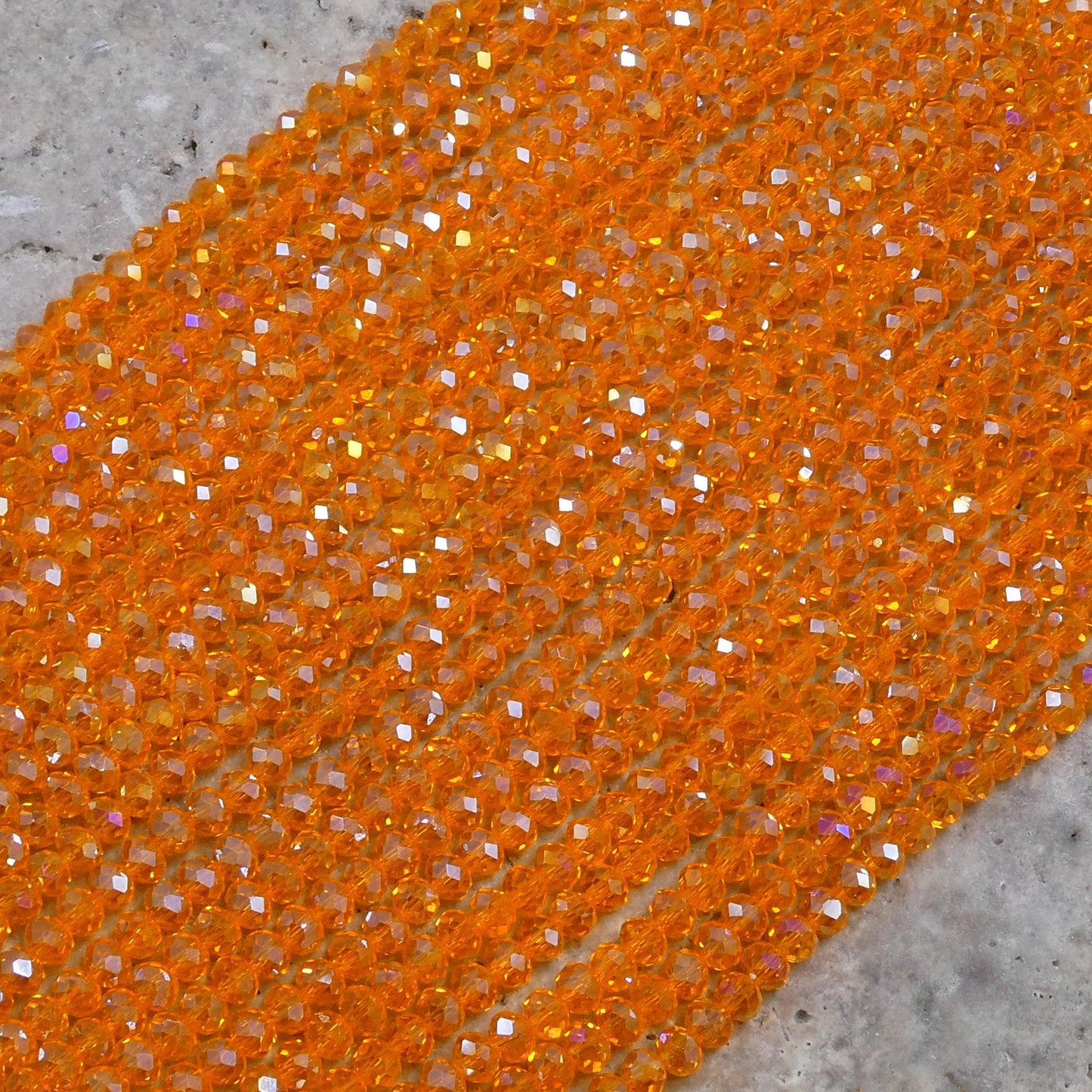 Crystal Faceted Rondelle Sun Orange AB, 2mm 4mm 6mm 8mm