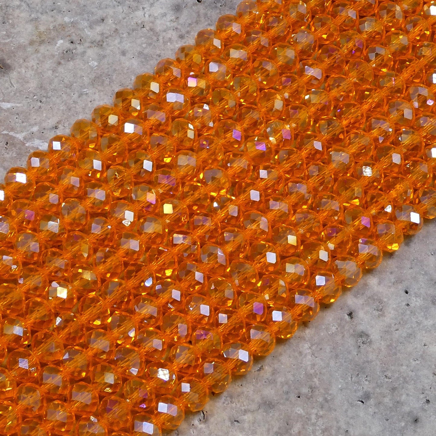 Crystal Faceted Rondelle Sun Orange AB, 2mm 4mm 6mm 8mm