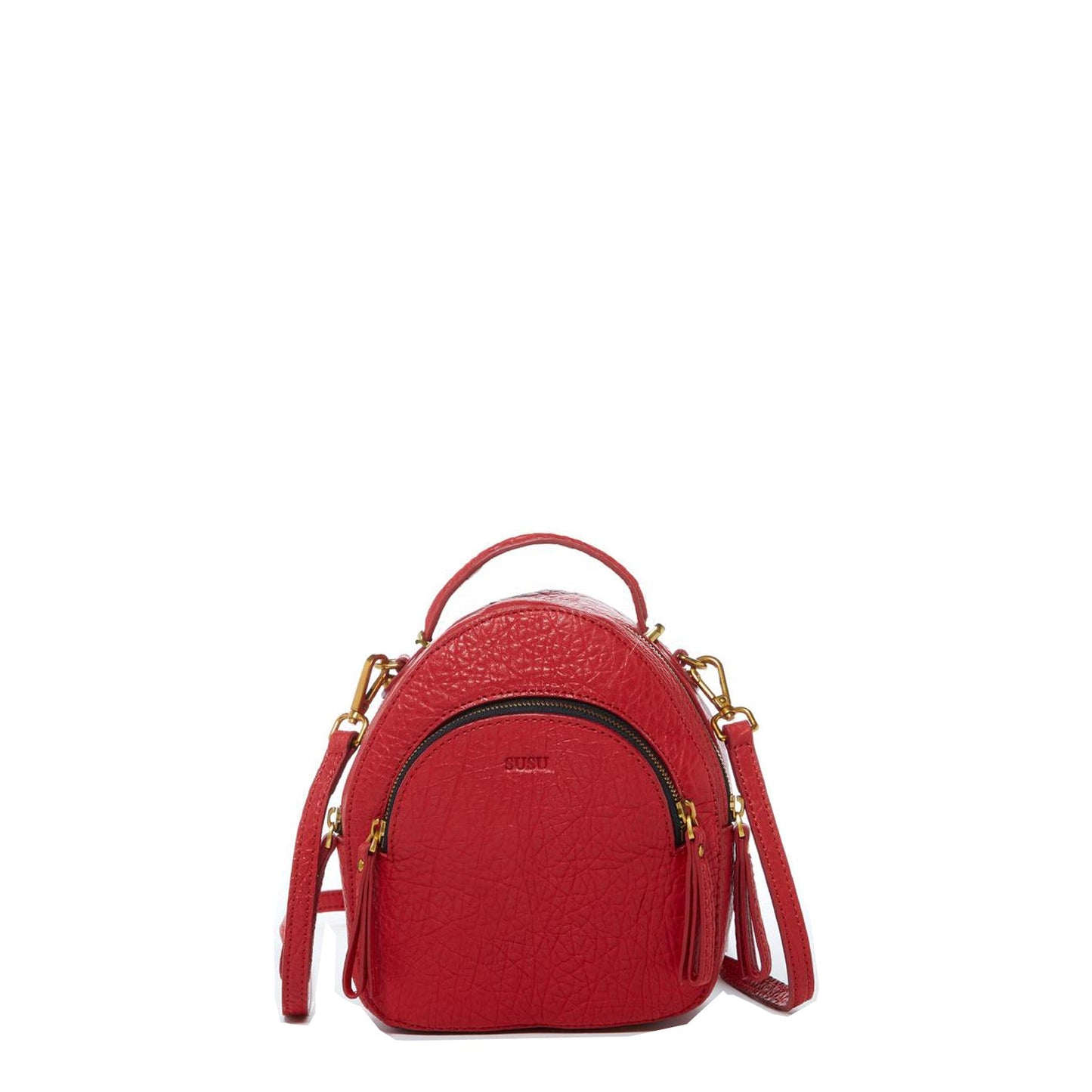 Small Red Leather Backpack Purse for Women Convertible Crossbody Bag